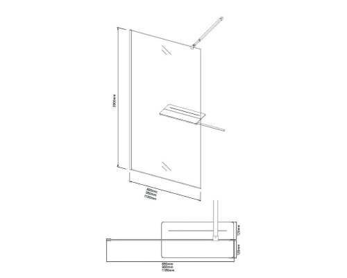 Душевая перегородка Niagara Nova 100 NG-582-10BLACK профиль Черный матовый стекло Белый градиент