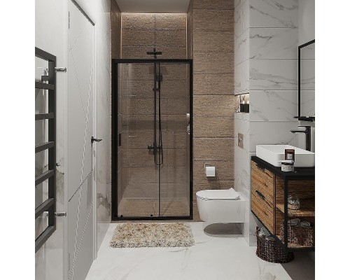 Душевая дверь Niagara Nova 120 NG-82-12AB профиль Черный стекло прозрачное