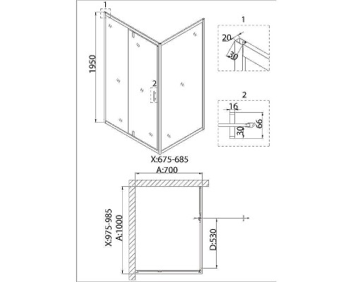 Душевая дверь Niagara Nova 100 NG-63-10A профиль Хром стекло прозрачное