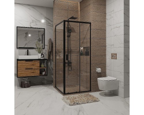 Душевой уголок Niagara Nova 80х80 NG-82-8AB-A80B профиль Черный стекло прозрачное
