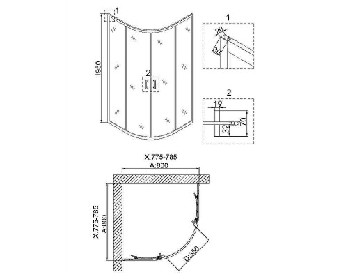 Душевой уголок Niagara Nova 80х80 NG-6686-08 профиль Хром стекло прозрачное