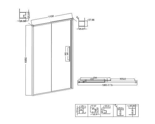 Душевая дверь Niagara Nova 110 NG-64-11A профиль Хром стекло прозрачное