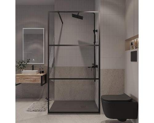 Душевая перегородка Niagara Nova 100 NG-688-10BLACK профиль Черный матовый стекло прозрачное