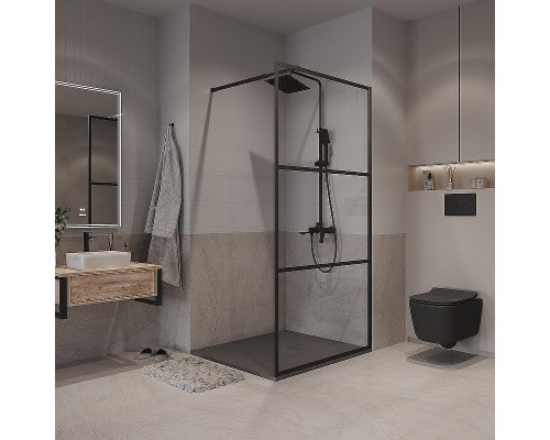 Душевая перегородка Niagara Nova 100 NG-688-10BLACK профиль Черный матовый стекло прозрачное