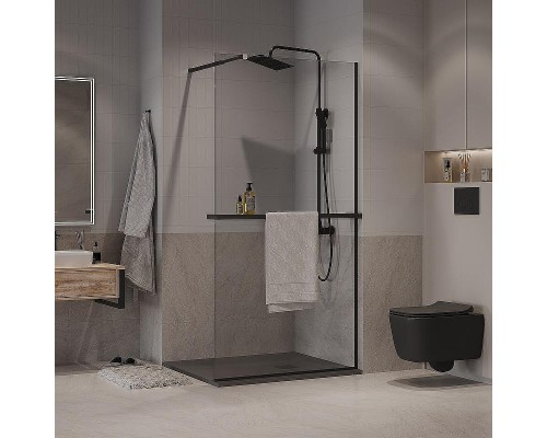 Душевая перегородка Niagara Nova 100 NG-670-10ВLACK профиль Черный матовый стекло прозрачное