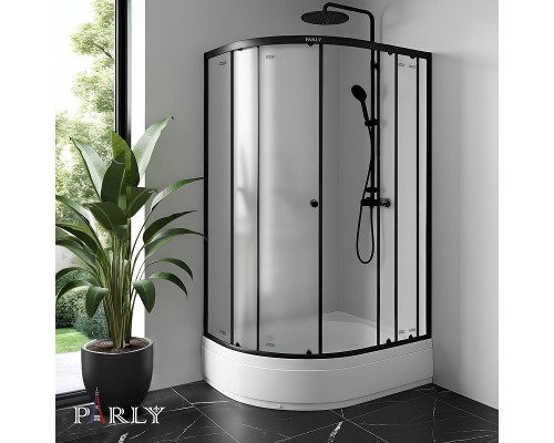 Душевой уголок Parly 80x120 R ZFM1201B R профиль Черный стекло матовое