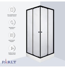 Душевой уголок Parly 90x90 ZFQ911B профиль Черный стекло прозрачное