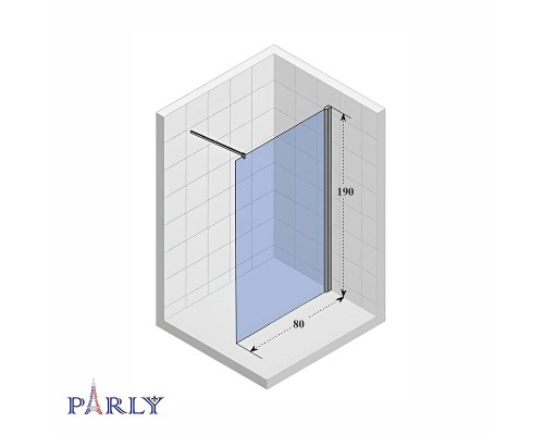 Душевая перегородка Parly 80 T80G профиль Черный стекло тонированное