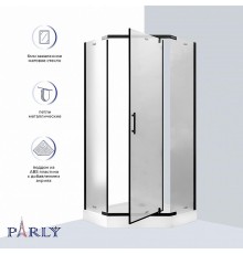 Душевой уголок Parly 90x90 ZPE911BF профиль Черный стекло матовое