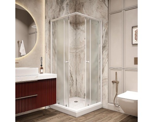 Душевой уголок Parly 80x80 ZFQ81 профиль Белый стекло матовое