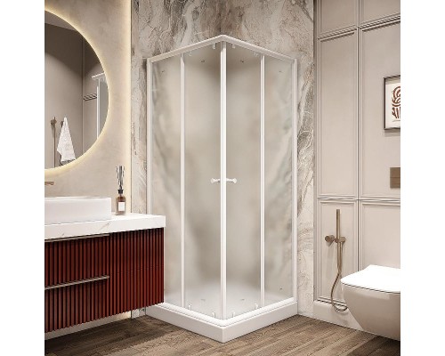 Душевой уголок Parly 80x80 ZFQ81 профиль Белый стекло матовое
