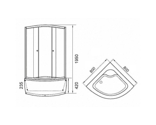 Душевой уголок Parly 80x80 ZF80 профиль Белый стекло матовое