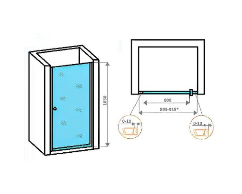 Душевая дверь Parly 90 DE90B профиль Черный стекло прозрачное