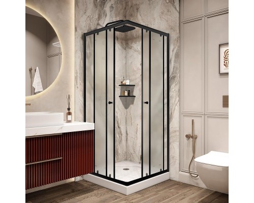 Душевой уголок Parly 80x80 ZFQ81B профиль Черный стекло матовое