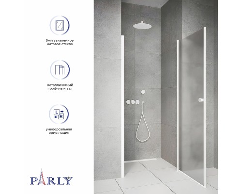 Душевая дверь Parly DE70F 70 11466 профиль Белый стекло матовое