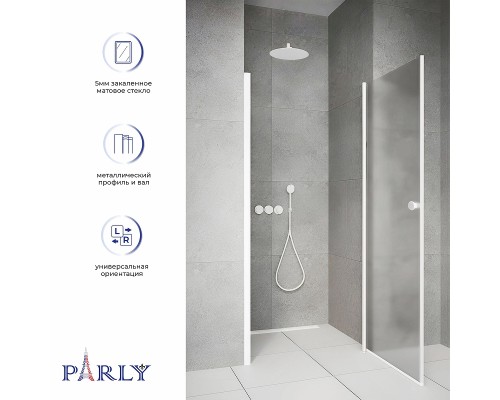 Душевая дверь Parly DE80F 80 11467 профиль Белый стекло матовое