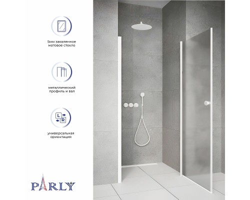 Душевая дверь Parly DE90F 90 11468 профиль Белый стекло матовое