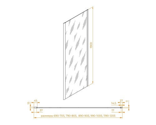 Душевая стенка RGW Z-050-5 80 352205508-11 профиль Хром стекло прозрачное