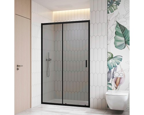 Душевая дверь RGW 140 06091314-34 профиль цвет Черный стекло тонированное