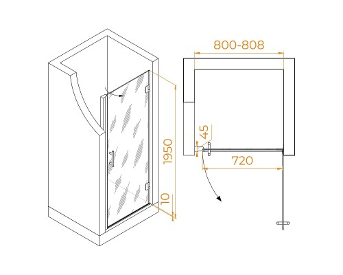 Душевая дверь RGW Hotel HO-011B 80 350601108-14 профиль Черный стекло прозрачное