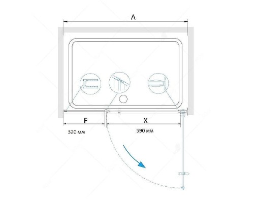 Душевая дверь RGW Hotel HO-012 100 350601200-21 профиль Хром стекло матовое-сатинат