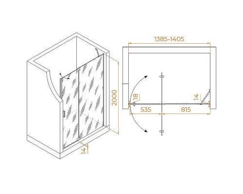 Душевая дверь RGW Hotel HO-014-B 140 350601414-24 профиль Черный стекло матовое