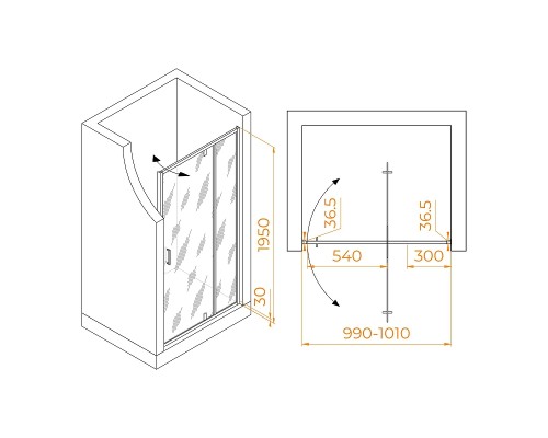 Душевая дверь RGW Leipzig LE-103 100 711210310-11 профиль Хром стекло прозрачное