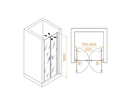 Душевая дверь RGW Passage PA-104B 80 060810408-14 профиль Черный стекло прозрачное