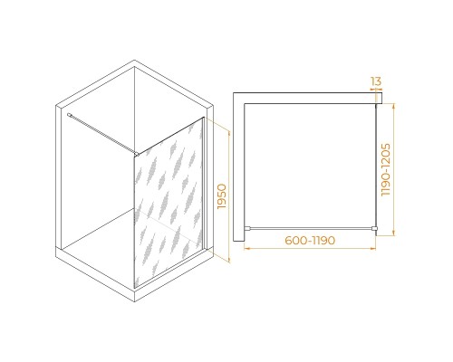 Душевая перегородка RGW Walk In WA-010B 120 351001012-34 профиль Черный матовый стекло тонированное