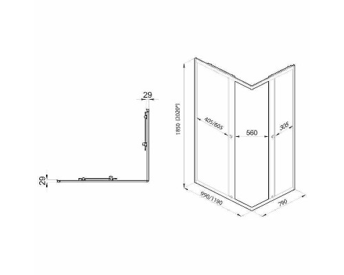 Душевой уголок Triton Вента-Хром 120х80 Щ0000054193 профиль Хром стекло прозрачное