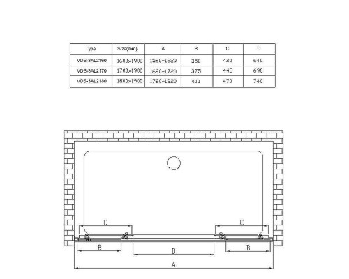 Душевая дверь Vincea Alpha 180 VDS-3AL2180MT профиль Хром стекло текстурное