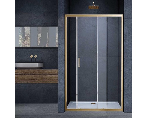 Душевая дверь Vincea Alpha 130 VDS-3AL130CLG профиль Брашированное золото стекло прозрачное