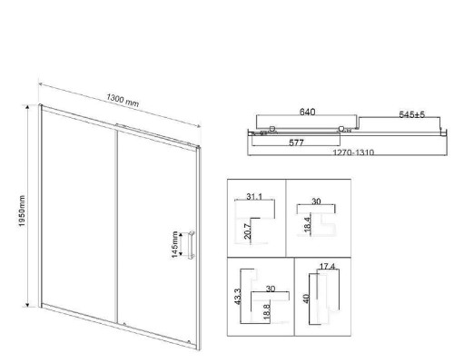 Душевая дверь Vincea City 130 VDS-5CT130CLGM профиль Вороненая сталь стекло прозрачное