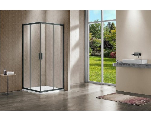 Душевой уголок Vincea Garda 120x120 VSS-1G1212CLGM профиль Вороненая сталь стекло прозрачное