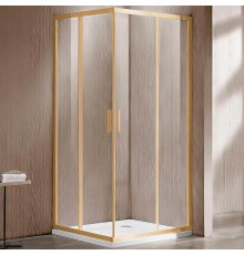 Душевой уголок Vincea Garda 100x100 VSS-1G100CLG профиль Брашированное золото стекло прозрачное