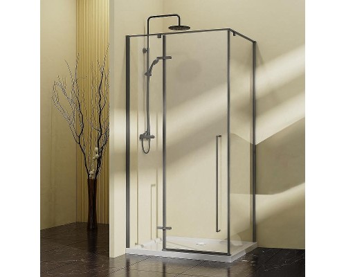 Душевой уголок Vincea Slim-N 100x90 VSR-5SN9010CLGM профиль Вороненая сталь стекло прозрачное