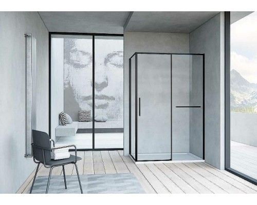 Душевой уголок Vincea Slim Soft 110х100 VSR-1SS1011CLB профиль Черный стекло прозрачное