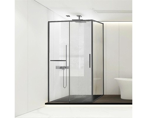 Душевой уголок Vincea Slim Soft 110x90 VSR-1SS9011CLGM профиль Вороненая сталь стекло прозрачное