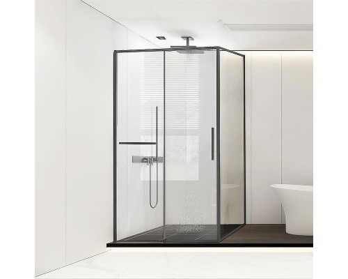 Душевой уголок Vincea Slim Soft 120x100 VSR-1SS1012CLGM профиль Вороненая сталь стекло прозрачное