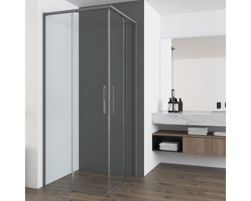 Душевой уголок Vincea Ultima 80х90 VSS-7UL8090CLGM профиль Вороненая сталь стекло прозрачное