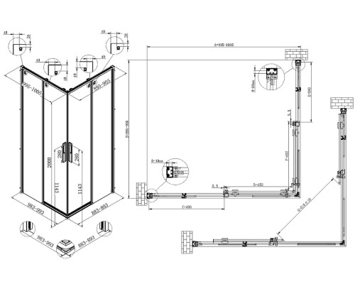 Душевой уголок Vincea Ultima 90х100 VSS-7UL9010CL профиль Хром стекло прозрачное