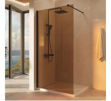 Душевая перегородка Vincea Walk-In 100 VSW-1H100GSB профиль Черный матовый стекло янтарь