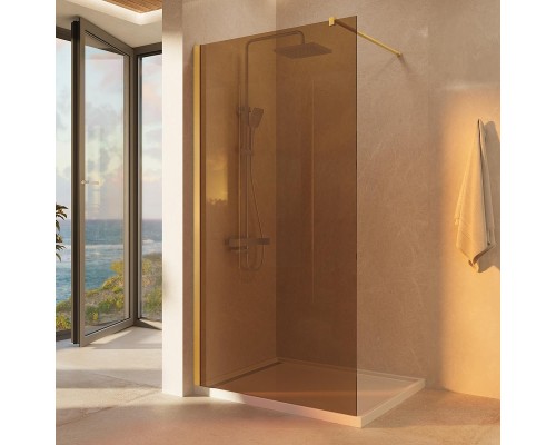 Душевая перегородка Vincea Walk-In 100 VSW-1H100GSG профиль Золото матовое стекло янтарь