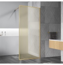 Душевая перегородка Vincea Walk-In 90 VSW-1HP100GWBG профиль Брашированное золото стекло ламинированное с золотыми нитями