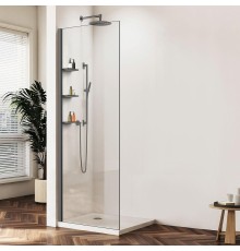 Душевая перегородка Vincea Walk-In 110 VSW-1HWS110CLGM профиль Вороненая сталь стекло прозрачное