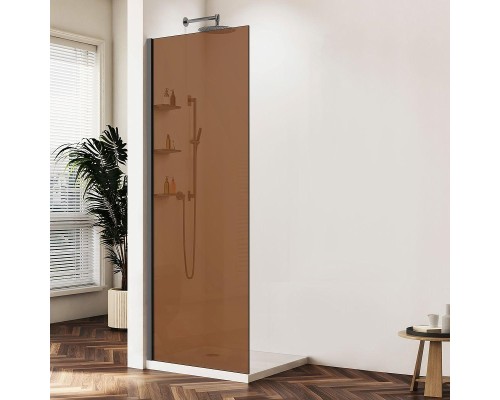 Душевая перегородка Vincea Walk-In 100 VSW-1HWS100GSGM профиль Вороненая сталь стекло янтарь