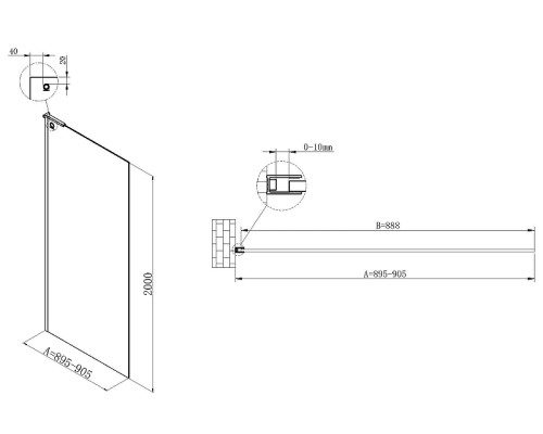 Душевая перегородка Vincea Walk-In 90 VSW-7HA900CL профиль Хром стекло прозрачное
