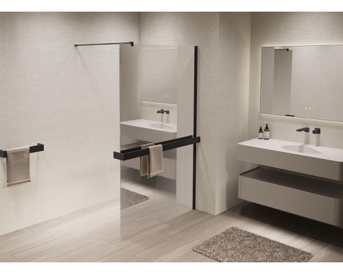 Душевая перегородка Vincea Walk in 90 VSW-1HR900MRB профиль цвет Черный стекло зеркальное