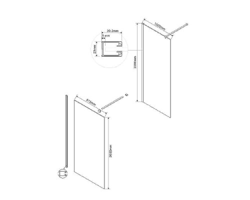 Душевая перегородка Vincea Walk-In 100 VSW-1H100CG профиль Хром стекло тонированное