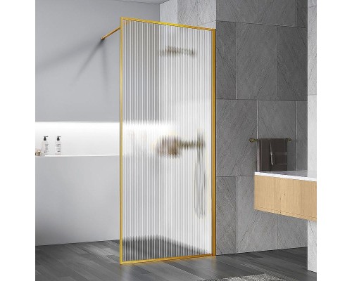 Душевая перегородка Vincea Walk-In 120 VSW-1HP120FLBG профиль Брашированное золото стекло рифленое